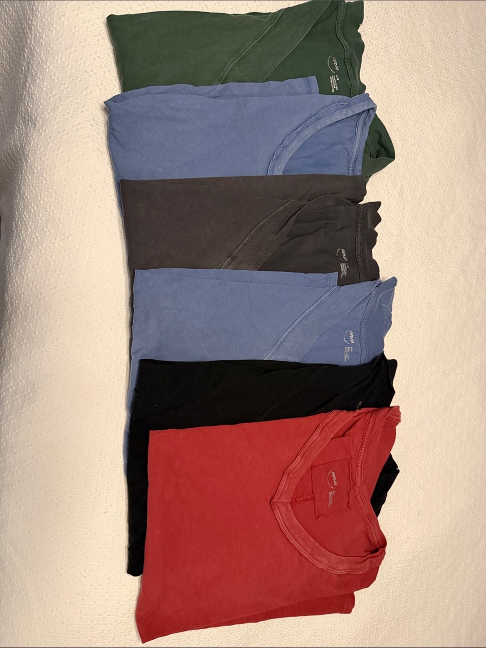 “6!” aerie Assorted Short Sleeve Crew Tees - Red, Black, Blue, Gray, Green, 6!